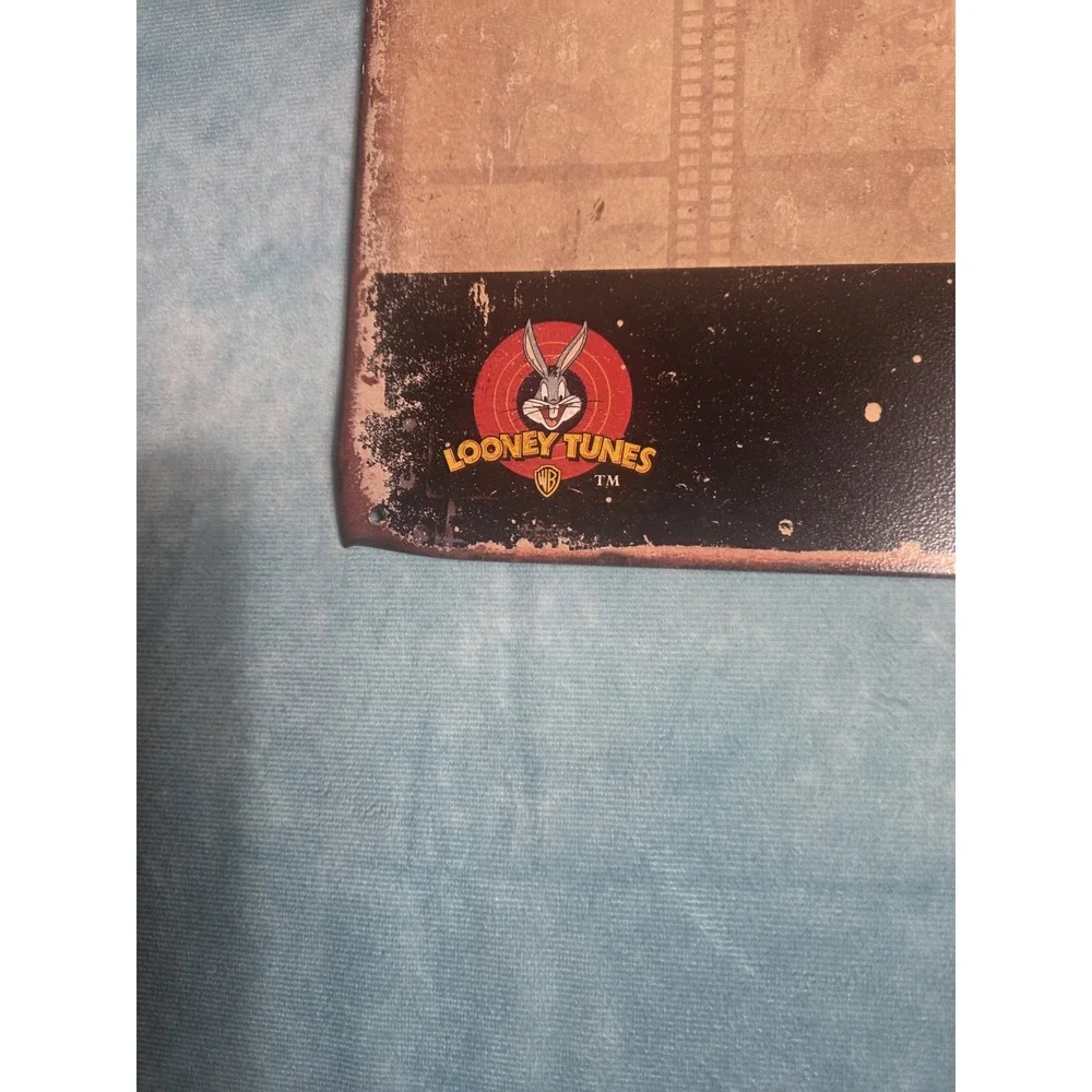 Looney Tunes Bugs Bunny Metal Wall Sign Plaque Hanging Retro Distressed